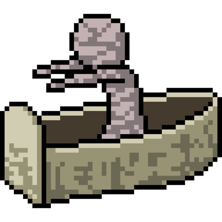 vector pixel art mummy isolated cartoonのイラスト素材