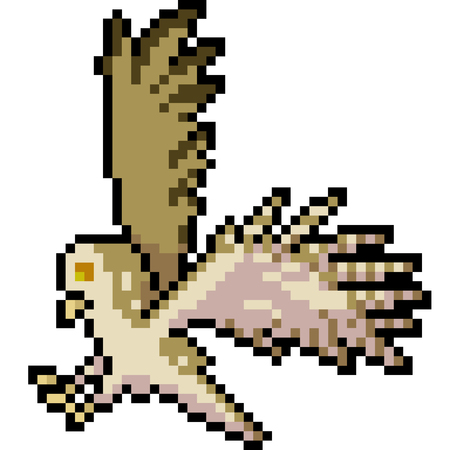 vector pixel art bird fly isolated cartoonのイラスト素材
