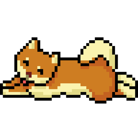 vector pixel art dog shiba isolated cartoonのイラスト素材