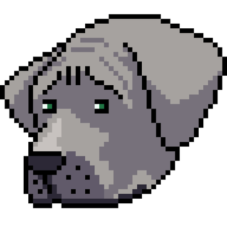 vector pixel art dog regret isolated cartoonのイラスト素材