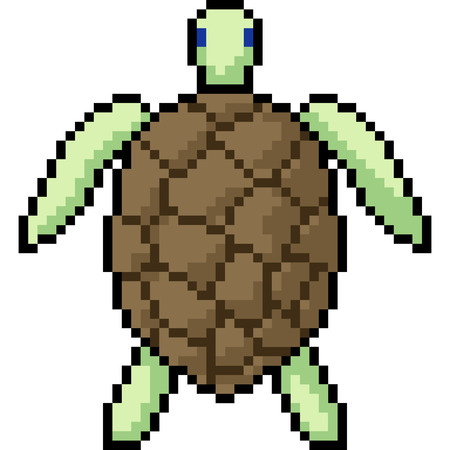 vector pixel art turtle stand back isolated cartoonのイラスト素材