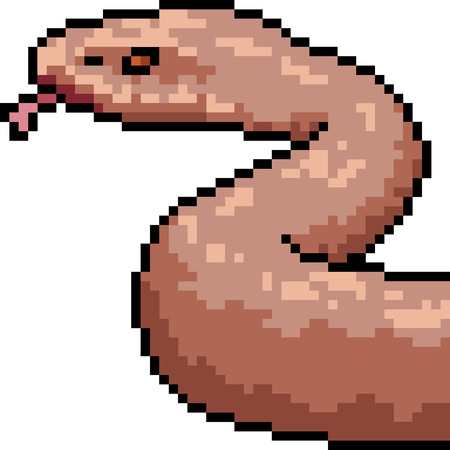 vector pixel art snake isolated cartoonのイラスト素材