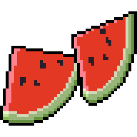 vector pixel art watermelon piece isolated cartoonのイラスト素材