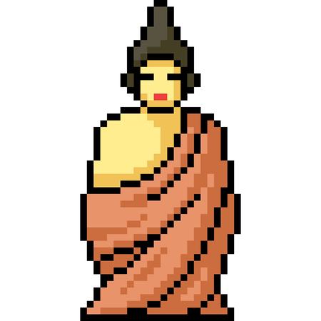 vector pixel art buddhism sculpture isolated cartoonのイラスト素材