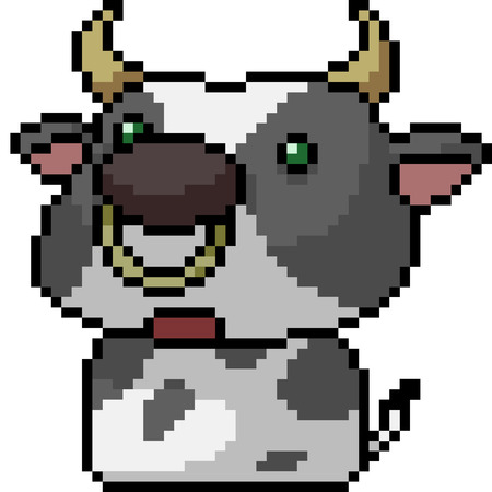 vector pixel art cow isolated cartoonのイラスト素材