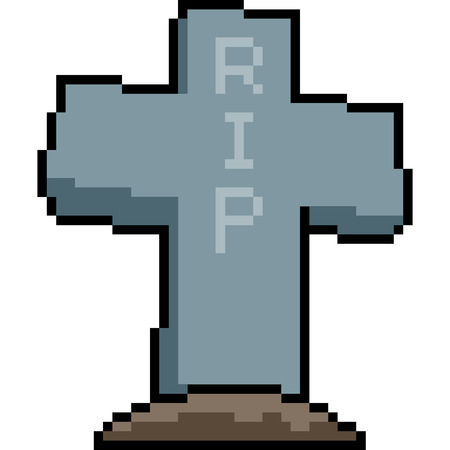 vector pixel art grave isolated cartoonのイラスト素材