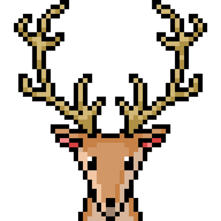 vector pixel art deer head isolated cartoonのイラスト素材