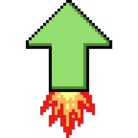 vector pixel art arrow raise isolated cartoonのイラスト素材
