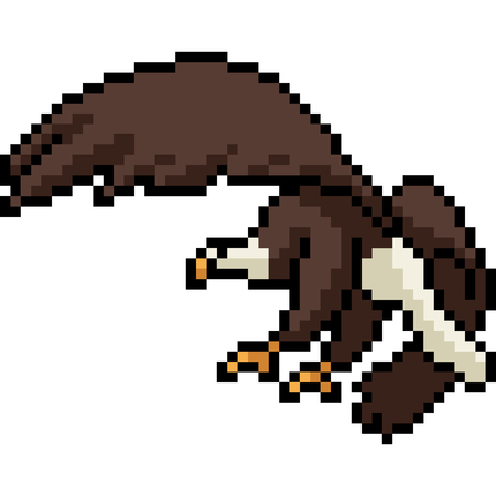 vector pixel art eagle fly isolated cartoonのイラスト素材