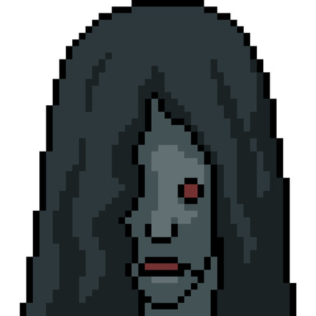 vector pixel art ghost girl isolated cartoonのイラスト素材