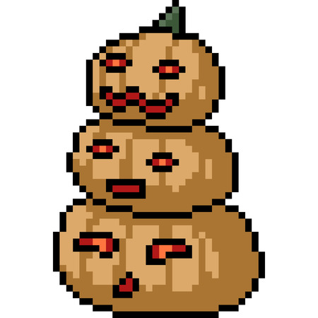 vector pixel art pumpkin stack isolated cartoonのイラスト素材