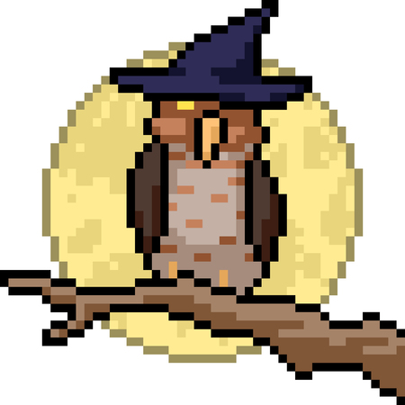 vector pixel art full moon night isolated cartoonのイラスト素材