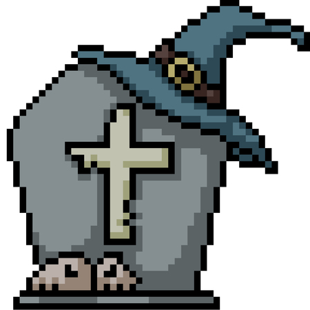 vector pixel art grave dead isolated cartoonのイラスト素材