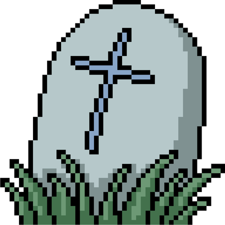 vector pixel art grave dead isolated cartoonのイラスト素材