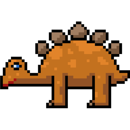 vector pixel art stegosaurus isolated cartoonのイラスト素材