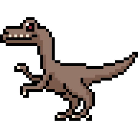 vector pixel art velociraptor side isolated cartoonのイラスト素材
