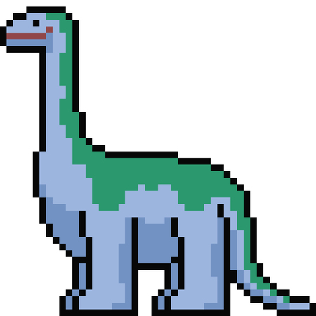 vector pixel art brontosaurus isolated cartoonのイラスト素材