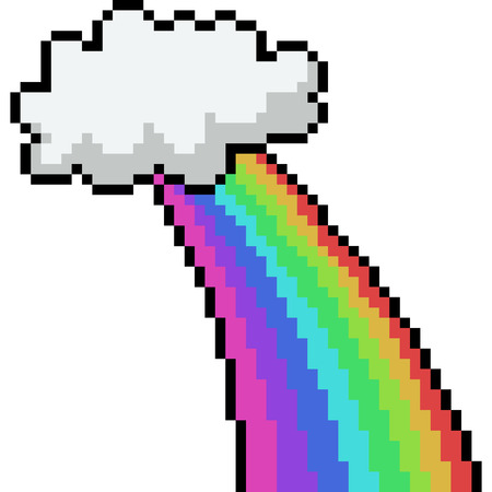 vector pixel art cloud rainbow isolated cartoonのイラスト素材