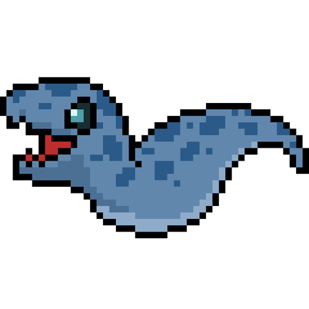 vector pixel art cute monster isolated cartoonのイラスト素材