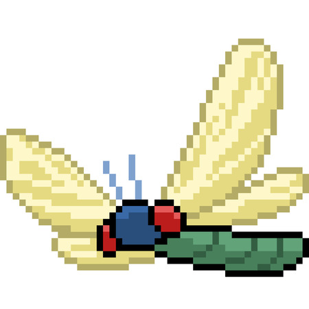 vector pixel art dragonfly isolated cartoonのイラスト素材