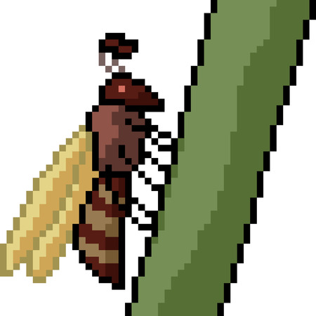 vector pixel art hornet isolated cartoonのイラスト素材