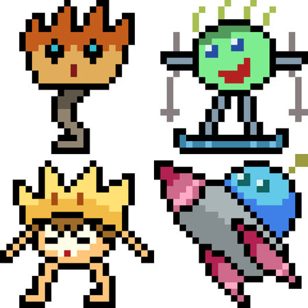vector pixel art monster icon isolated cartoon