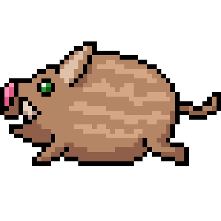 vector pixel art boar isolated cartoonのイラスト素材