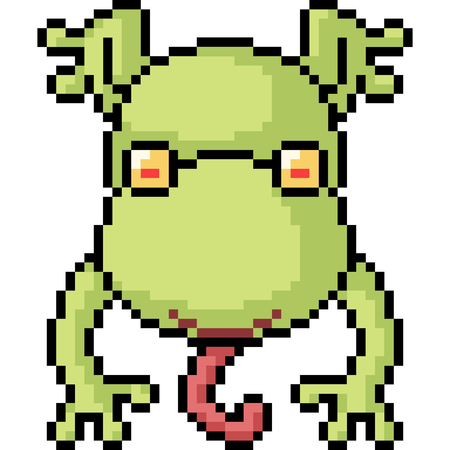 vector pixel art frog isolated cartoonのイラスト素材