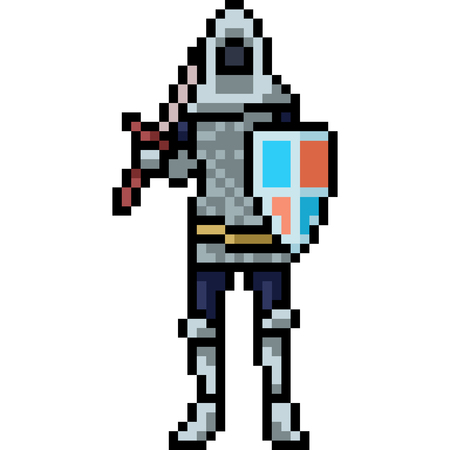 vector pixel art knight medieval isolated cartoonのイラスト素材