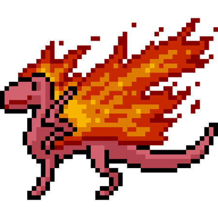vector pixel art fantasy dragon isolated cartoonのイラスト素材