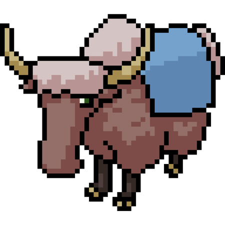 vector pixel art buffalo isolated cartoonのイラスト素材