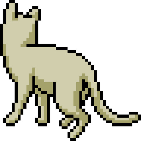 vector pixel art cat isolated cartoonのイラスト素材
