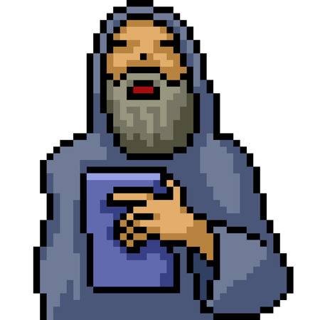 vector pixel art old man isolated cartoonのイラスト素材