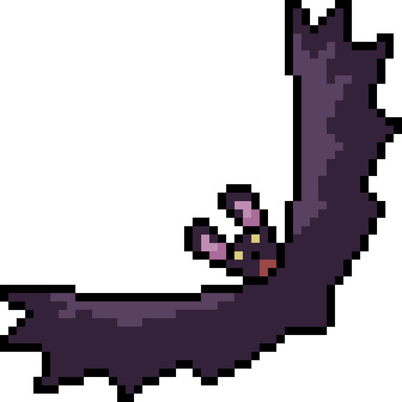 vector pixel art bat dark isolated cartoonのイラスト素材