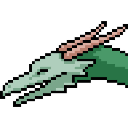 vector pixel art monster head isolated cartoonのイラスト素材