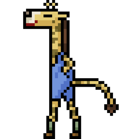 vector pixel art giraffe stand isolated cartoonのイラスト素材