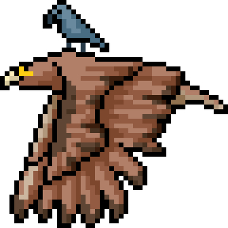 vector pixel art bird friend isolated cartoonのイラスト素材