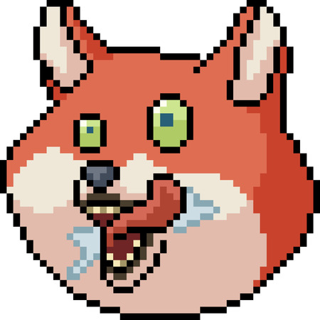 vector pixel art dog head isolated cartoonのイラスト素材