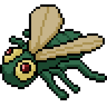 vector pixel art fly isolated cartoonのイラスト素材