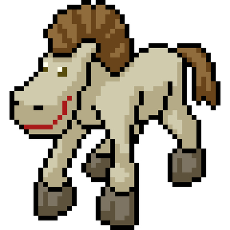 vector pixel art horse isolated cartoonのイラスト素材