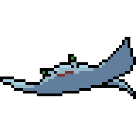 vector pixel art stingray isolated cartoonのイラスト素材