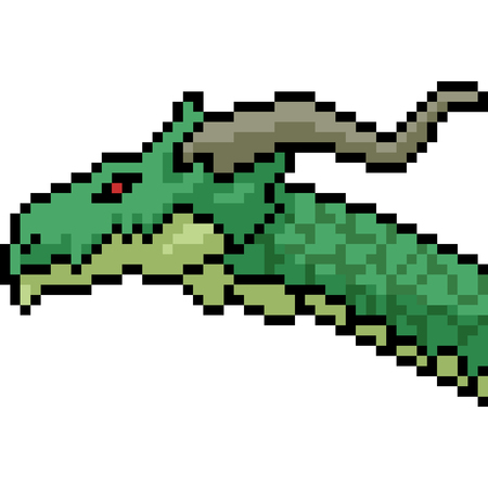 vector pixel art monster head isolated cartoonのイラスト素材