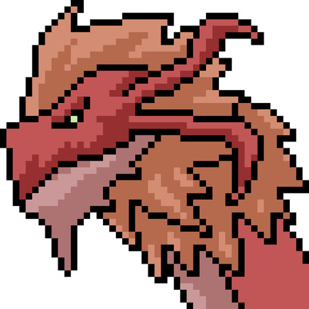 vector pixel art monster head isolated cartoonのイラスト素材
