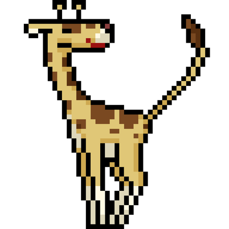 vector pixel art giraffe isolated cartoonのイラスト素材