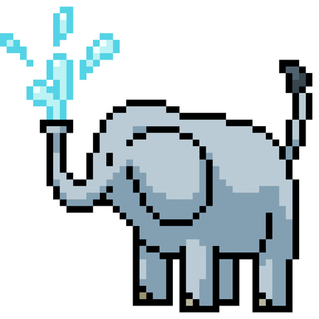 vector pixel art elephant isolated cartoonのイラスト素材