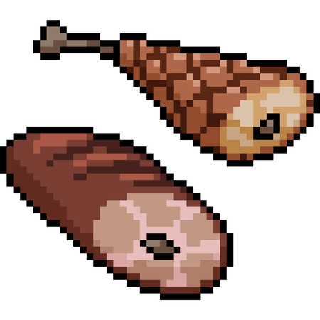 vector pixel art meat isolated cartoonのイラスト素材