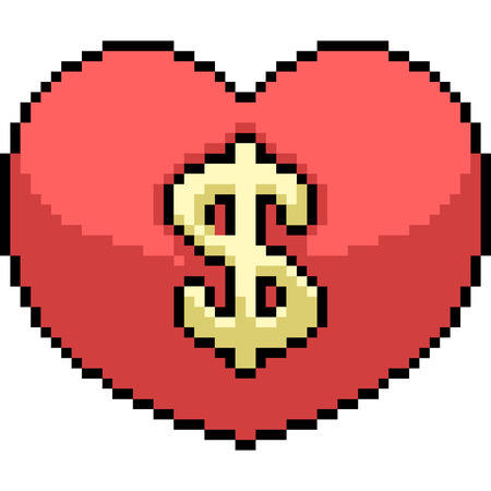 vector pixel art love money isolated cartoonのイラスト素材