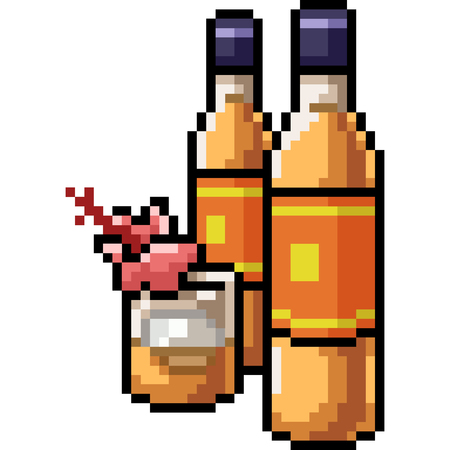 vector pixel art drink glass isolated cartoonのイラスト素材