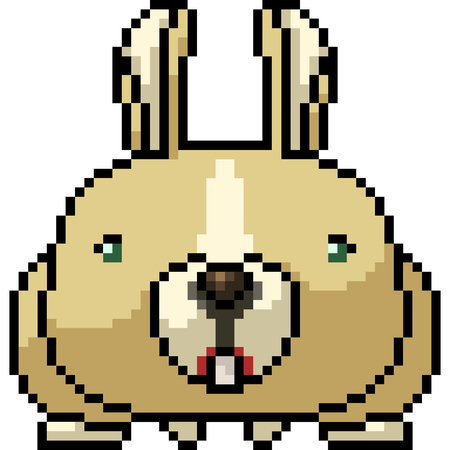 vector pixel art rabbit isolated cartoonのイラスト素材
