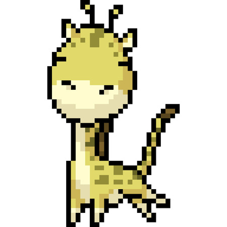 vector pixel art giraffe isolated cartoonのイラスト素材